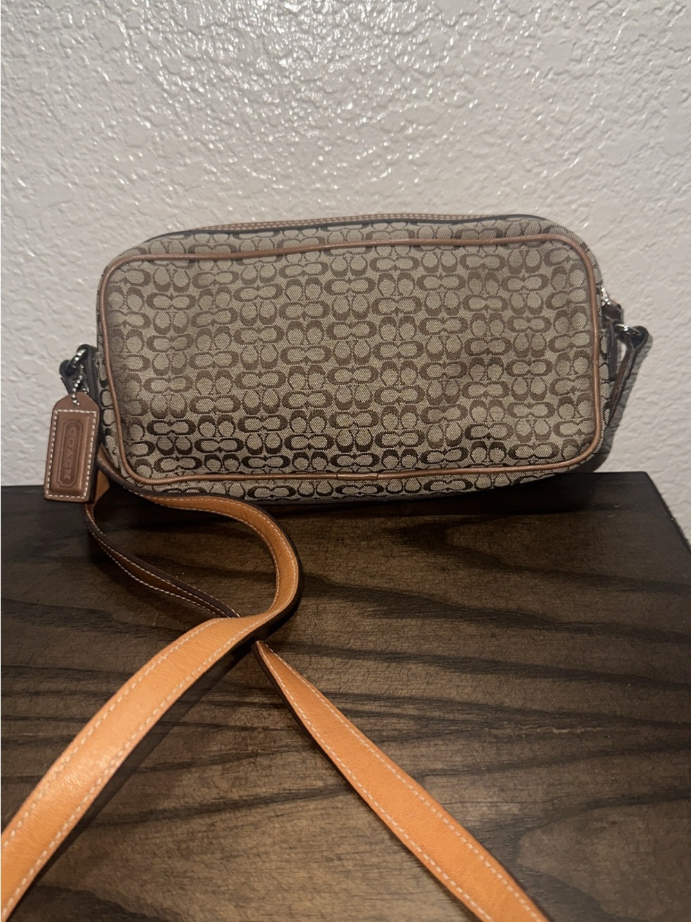 Coach Vintage Signature Brown Double-Zip Crossbody – Style 6341